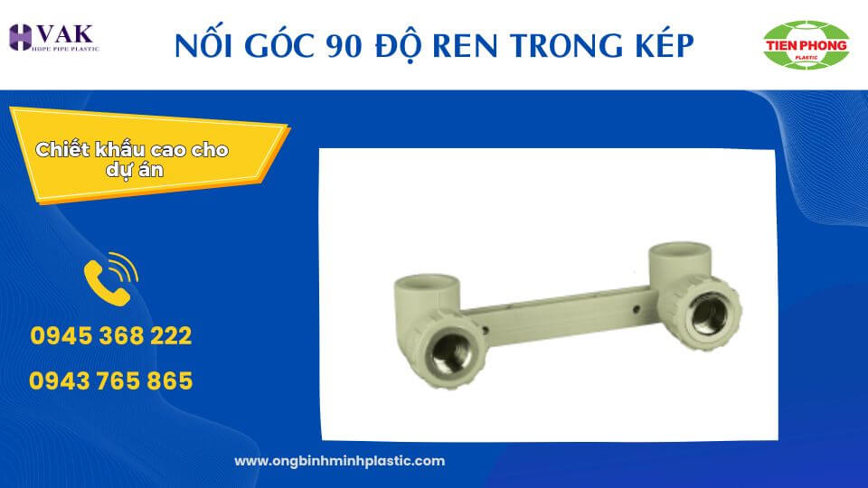 Nối góc 90 độ ren trong kép