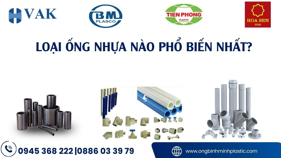 Các loại ống nước nhựa phổ biến